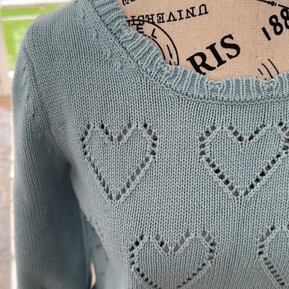Anthropologie Heart-Shaped Pointelle Knit Top/Sweater - Picture 8 of 11